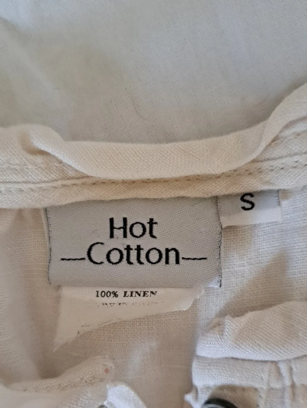 VTG Hot Cotton 100% Linen Cream Pintuck Henley Blouse Coastal Boho Lagenlook S